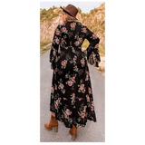 Women's Plus Floral Flare Sleeve Dress - Black - Dress - 4XL - Polyester - image 2