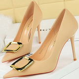 Funki Buys | Shoes | Women's Square Buckle Pointed Toe Pumps
