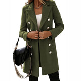 Women's Suit Collar Double Breast Coats - Khaki - Women's Jacket - XXXL - Cashmere - image 23