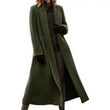 Women's Long Woolen Cardigan Coat - Green - Jacket - 3XL - Wool Blend - image 18
