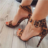 Women's High Leopard Print Stiletto Sandal - Beige - Leopard-Print - Stiletto Sandals - 43 B - PU Suede Leather - image 2
