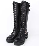 Women's Punk Cross and Buckle Strap Boot - Black - 3 Boots - 44 B - PU Leather - image 19