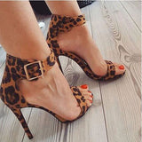 Women's High Leopard Print Stiletto Sandal - Beige - Leopard-Print - Stiletto Sandals - 43 B - PU Suede Leather - image 3