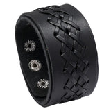 Unisex Wide Cuff Goth Bracelet - Black - Plaits B06 - Medium - PU Leather - image 13
