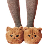 Women's Plush Kitten Slippers - Brown - 1 / Round Eyes - 5 (CN 36) - Plush - image 6