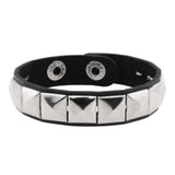 Unisex Wide Cuff Goth Bracelet - Silver - Single Stack B10 - Medium - PU Leather - image 17
