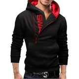 Men's High Neck Hooded Pullovers - Black/Red - Pullover - XXXL - Polyester - image 1