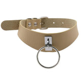 Women's Cosplay Dog Collar Choker - Beige - Circle Choker - Medium - PU Leather - image 4