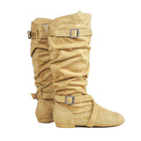 Women's Line Dance Buckle Flat Boots - Green - Boots - 42 B - PU Suede Leather - image 16
