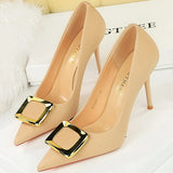 Funki Buys | Shoes | Women's Square Buckle Pointed Toe Pumps