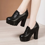 Women's Lace Up Platform Mary Janes - Black - 10cm / High Mary Janes - 43 B - PU Leather - image 24
