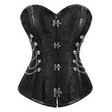 Women's Gothic Faux Leather Corset - Black - Clip Up Chains Corset - 7XL - PU Leather - image 3