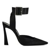 Women's Pointed Toe Buckle Strap Stilettos - Black - 9cm Shoes - 42 B - PU Leather - image 12