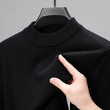Men's Aesthetic Mock Neck Sweaters - Jet Black - Mock Neck Sweater - 4XL - Cashmere/Polyester - image 14