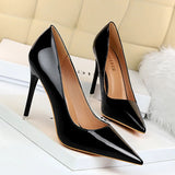Women's Formal Mid-Heel Nude Scarpins - Black - 10.5cm - Formal Stilettos - 43 B - PU Patent Leather - image 31