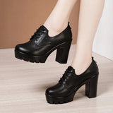 Women's Lace Up Platform Mary Janes - Red - 13cm / High Mary Janes - 43 B - PU Leather - image 25