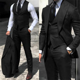 Men's Fashion Formal Wedding Tuxedos 3Pc - Black - 3 Pcs Suit - 6XL - Polyester - image 10