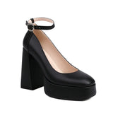 Women's High Formal Mary Jane Platforms - Purple - Platform Heels - 44 B - PU Leather - image 36