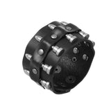 Unisex Leather Gothic Wristband - Black - Gothic Bracelet - Medium - PU Leather - image 9
