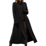 Women's Long Woolen Cardigan Coat - Black - Jacket - 3XL - Wool Blend - image 13