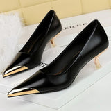 Women's Dress Shoes Metal Toe and Heel - Black - 9.5cm Shoes - 40 B - PU Leather - image 48