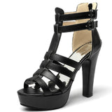 Women's Platform Gladiator Stilettos - Black - Heels - 43 B - PU Leather - image 16