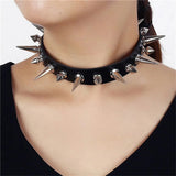 Women's Spike Collar Gothic Necklace - Black - Spike Collar Necklace - PU Leather - image 1