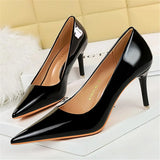 Women's Formal Mid-Heel Nude Scarpins - Nude - 10.5cm - Formal Stilettos - 43 B - PU Patent Leather - image 11