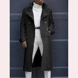 Men's Smart Double Breasted Dress Coat - Khaki - Jacket - 5XL - Polyester - image 12