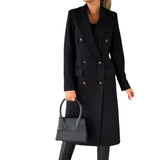 Women's Double Breasted Long Overcoat - Khaki - Women's Jacket - XXXL - Polyester - image 5