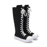 Women's Streetwear Lace Up Canvas Boots - Black - High Top Sneaker - 43 B - Canvas - image 15