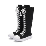 Women's Streetwear Lace Up Canvas Boots - Black - High Top Sneaker - 43 B - Canvas - image 13