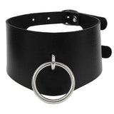 Women's Cosplay Wide Collar Choker - Black - Circle Choker - Medium - PU Leather - image 8
