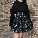 Women's Gothic Retro Punk Plaid Mini Skirt - Black - Skirt - XXL - Polyester - image 36