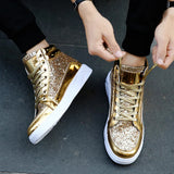 Men's Women's Bling Lace Up Sneakers - Gold - Bling Sneakers - 9.5 B - PU Leather - image 7