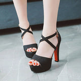 Women's Sequin High Platform Sandals - Gold - 11.5cm / Sandals - 43 B - PU Leather - image 11