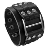 Unisex Leather Studded Wristband - Black - Gothic Bracelet - Medium - PU Leather - image 2