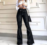 Women's Flared Jeans Bell Bottom Pants - Blue - Flared Jeans - XXL - Polyester Denim - image 16
