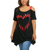 Women's Love Heart Printed Plus Size Shirt - Black/Red - Shirt - 5XL - Polyester - image 16