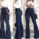 Women's Flared Jeans Bell Bottom Pants - Blue - Flared Jeans - XXL - Polyester Denim - image 19