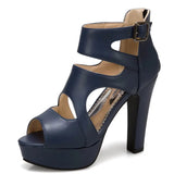 Women's Block Heeled Platform Sandals - Black - Heels - 43 B - PU Leather - image 24