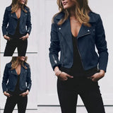 Women's Diagonal Zipper Short Jacket - Champagne - Jacket - 5XL - Polyester - image 15