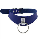 Women's Cosplay Dog Collar Choker - Navy Blue - Circle Choker - Medium - PU Leather - image 5