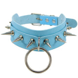 Unisex Rings Spikes Choker Necklace - Blue - Rings Choker Necklace - PU Leather - image 8