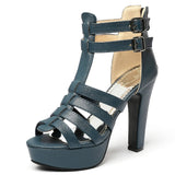 Women's Platform Gladiator Stilettos - Black - Heels - 43 B - PU Leather - image 28