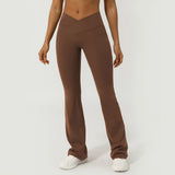 Women's High Waist Bootcut Yoga Pants - Brown - Workout Pants - XXL - Polyester - image 13