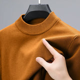 Men's Aesthetic Mock Neck Sweaters - Brown - Mock Neck Sweater - 4XL - Cashmere/Polyester - image 18