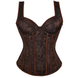 Women's Pretty Strappy Lace Up Corset - Brown - Corset Top - 6XL - Polyester - image 20