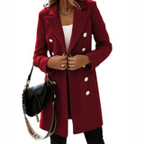 Women's Suit Collar Double Breast Coats - Red Wine: Women's Jacket - XXXL - Cashmere - image 22