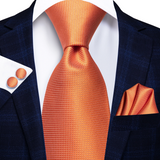Men's 3 Pcs Orange Formal Luxury Tie Set - Orange - Necktie / 0266 - One Size - Polyester - image 5